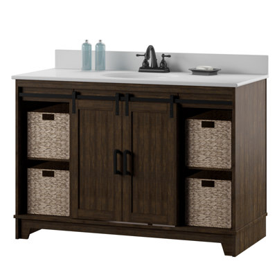 Sand & Stable Braylen Sliding Barn Door 48" Single Bathroom Vanity Set ...
